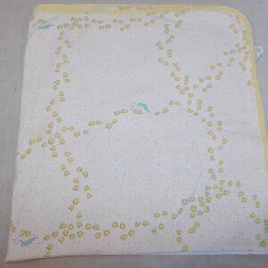 VTG Carters Yellow Dinosaur Dino Tracks Cotton Baby Receiving Blanket Speckled